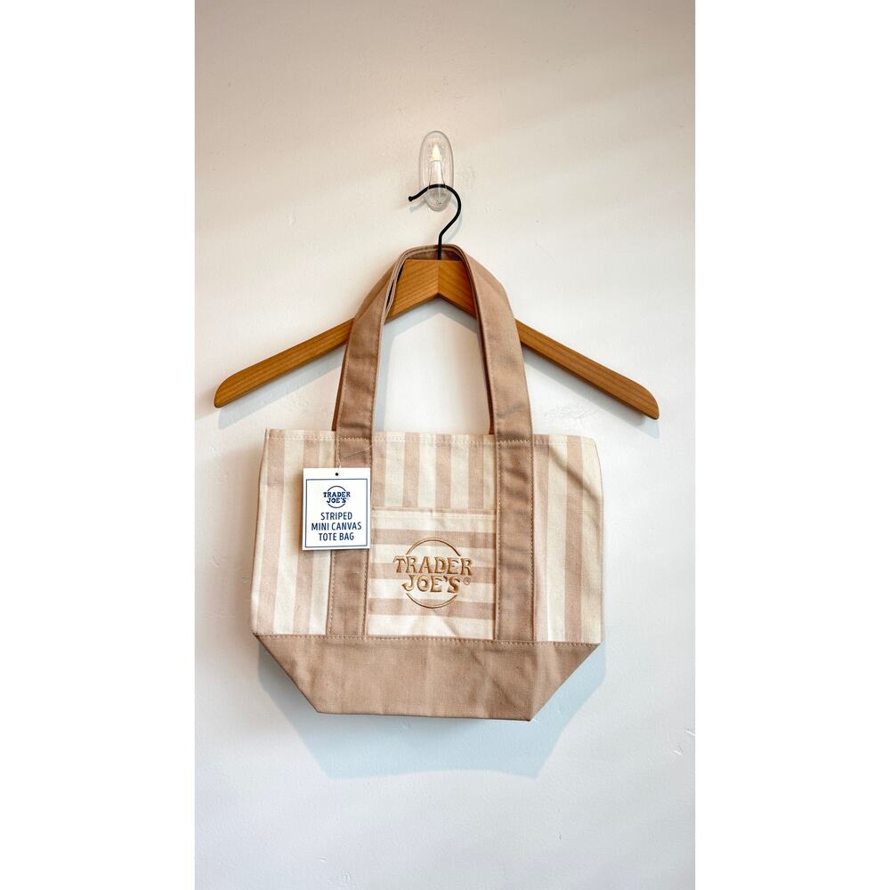 Trader Joe's Mini Striped Canvas Tote Bag Set NWT - Picture 7 of 10